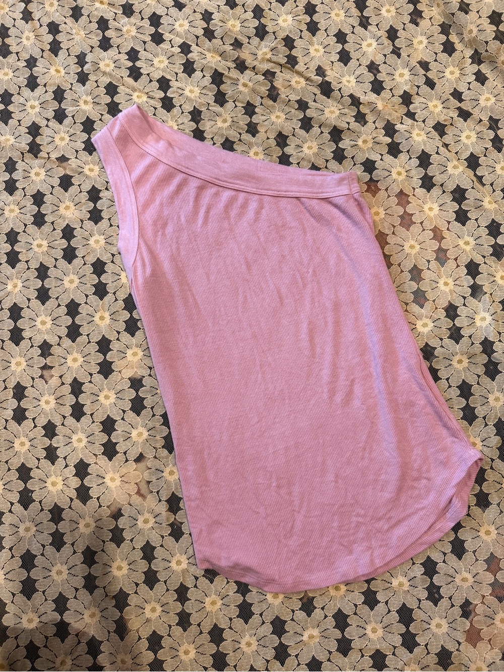 LA Made One-Shoulder Ribbed Tank Top in Light Purple